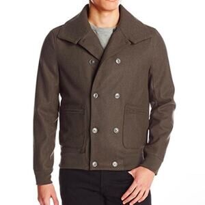 W.R.K Briggs Men's Medium Jacket Green Wool Pewter Green Bomber Jacket